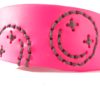 individuelles biothane halsband mit smiley neon pink